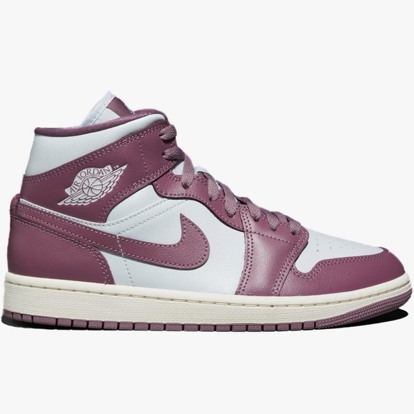 Nike Women's Air Jordan 1 Mid Pure Platinum/Sky J Mauve-Sail (BQ6472) size 6.5 - Picture 1 of 10